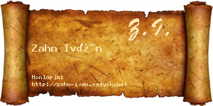 Zahn Iván névjegykártya